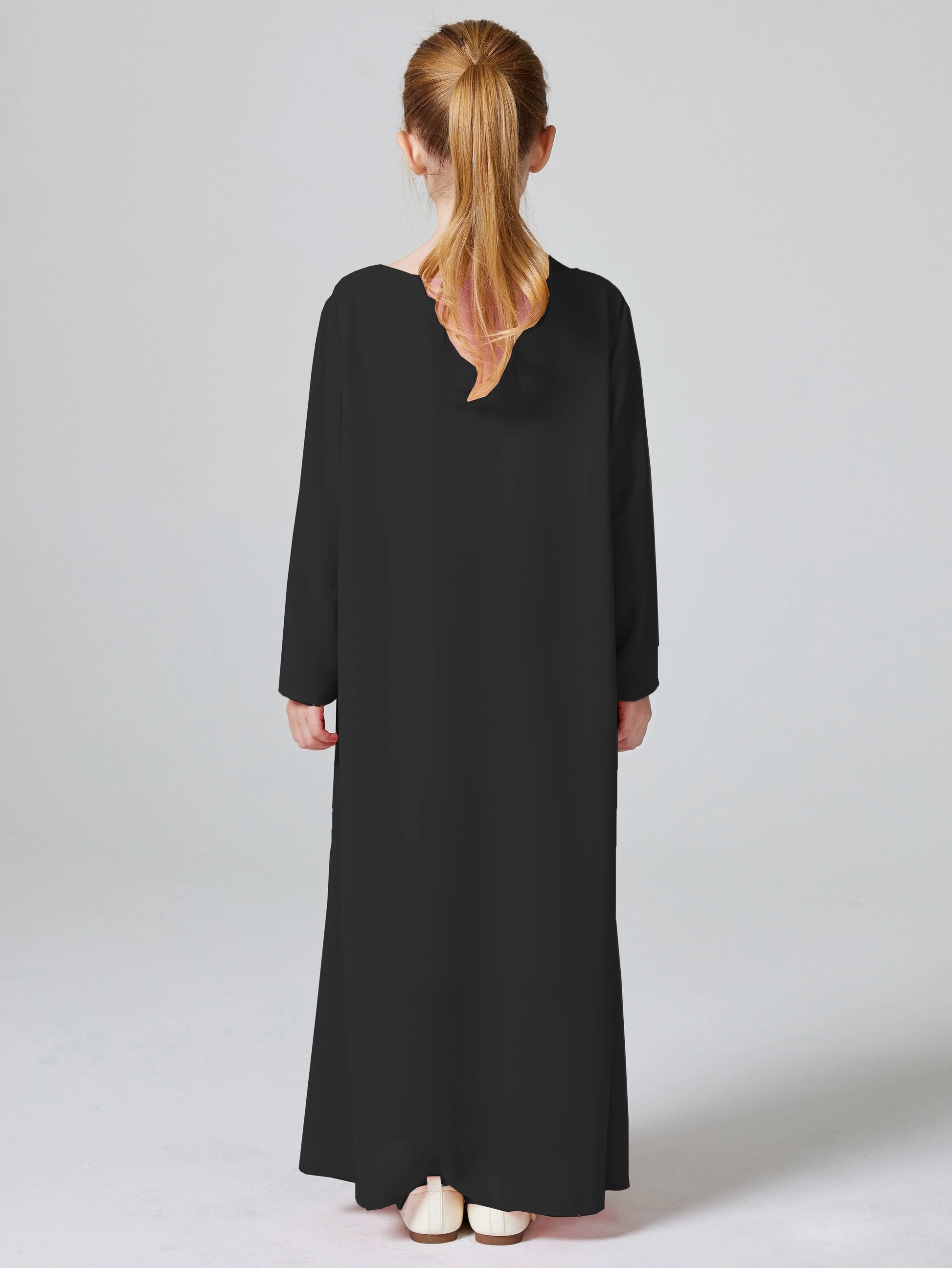 Ramadan Muslim Girls Long Sleeve Chiffon Kids Abaya 2PCS Dress Kebaya Casual Dresses For Party Ramadan Gift (Without Hijab).