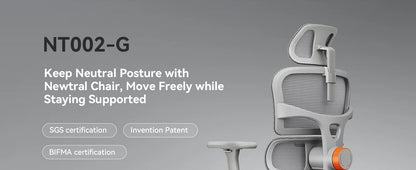 NEWTRAL NT002 Ergonomischer Bürostuhl mit Fußstütze, adaptiver Lordosenstütze, 3D Armlehne und Verstellbare Kopfstütze, Schreibtischstuhl aus Mesh für Büro