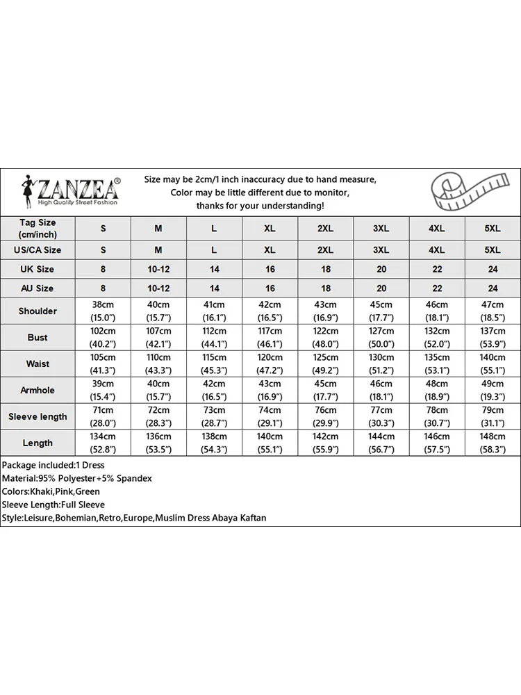 ZANZEA Islamic Hijab Elegant Vestidos Muslim Fashion Shirring Cuff Women Long Sleeve Maxi Dress Solid Ruffled O Neck Abaya Robes.