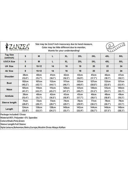 ZANZEA Islamic Hijab Elegant Vestidos Muslim Fashion Shirring Cuff Women Long Sleeve Maxi Dress Solid Ruffled O Neck Abaya Robes.