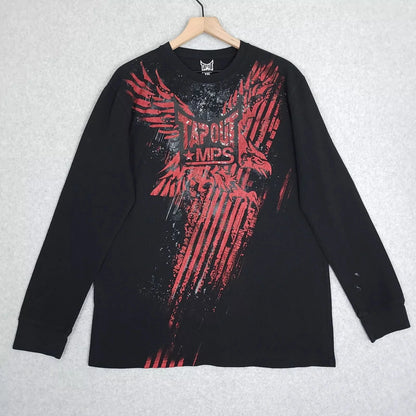 Y2K Oversized Long Sleeve Tapout T-Shirt Hip Hop Gothic Streetwear Unisex Couple Tee Summer Casual Fashion Round Neck Loose Fit.