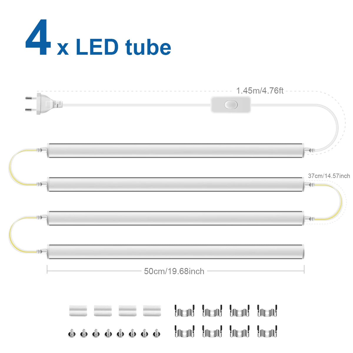 50cm T5 LED Tube Light 15W Aluminum - Garage Ceiling Light/Kitchen Under Cabinet Lighting/Wall Lamp 110V-220V Universal Voltage.