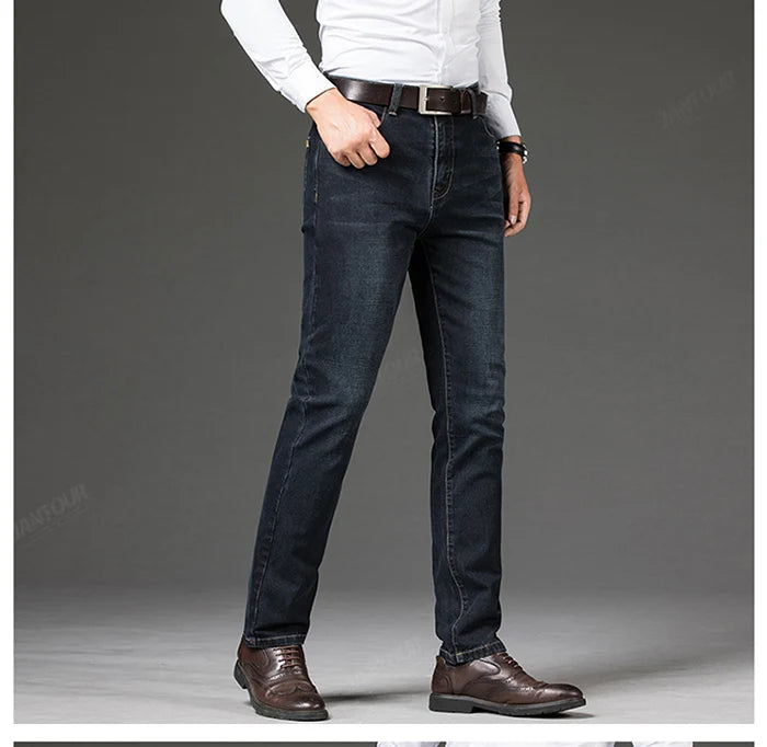 Baumwolle Herren Jeans Denim Hosen Marke Klassische Kleidung Overalls Gerade Hosen für Männer Schwarz Oversize Große Größe 35 40 42 44 46.