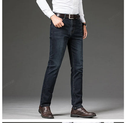 Baumwolle Herren Jeans Denim Hosen Marke Klassische Kleidung Overalls Gerade Hosen für Männer Schwarz Oversize Große Größe 35 40 42 44 46.