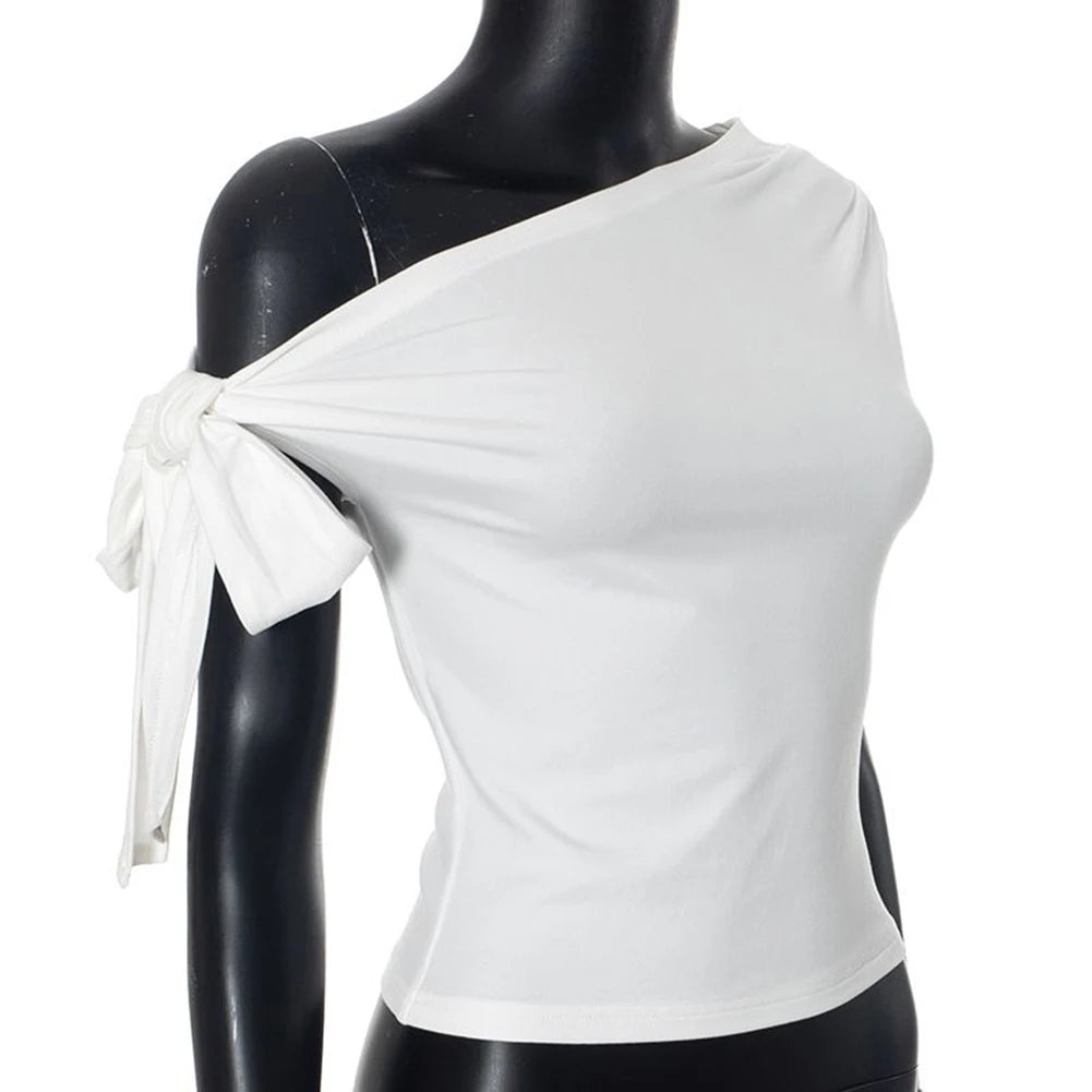 Vacation Styles One-Shoulder Cropped Top Womens Slim Fit Women One Shoulder Top Applicable For Vacation Brand New Condition.