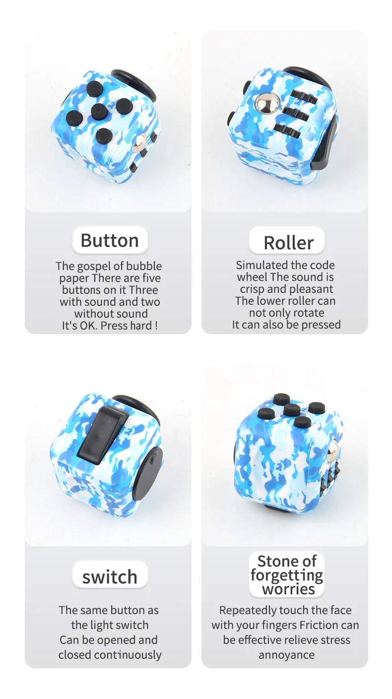 Solid Color Fidget Decompression Dice for Release Stress Autism Anxiety Relieve Adult Kids Stress Relief Anti-Stress Fingertip.