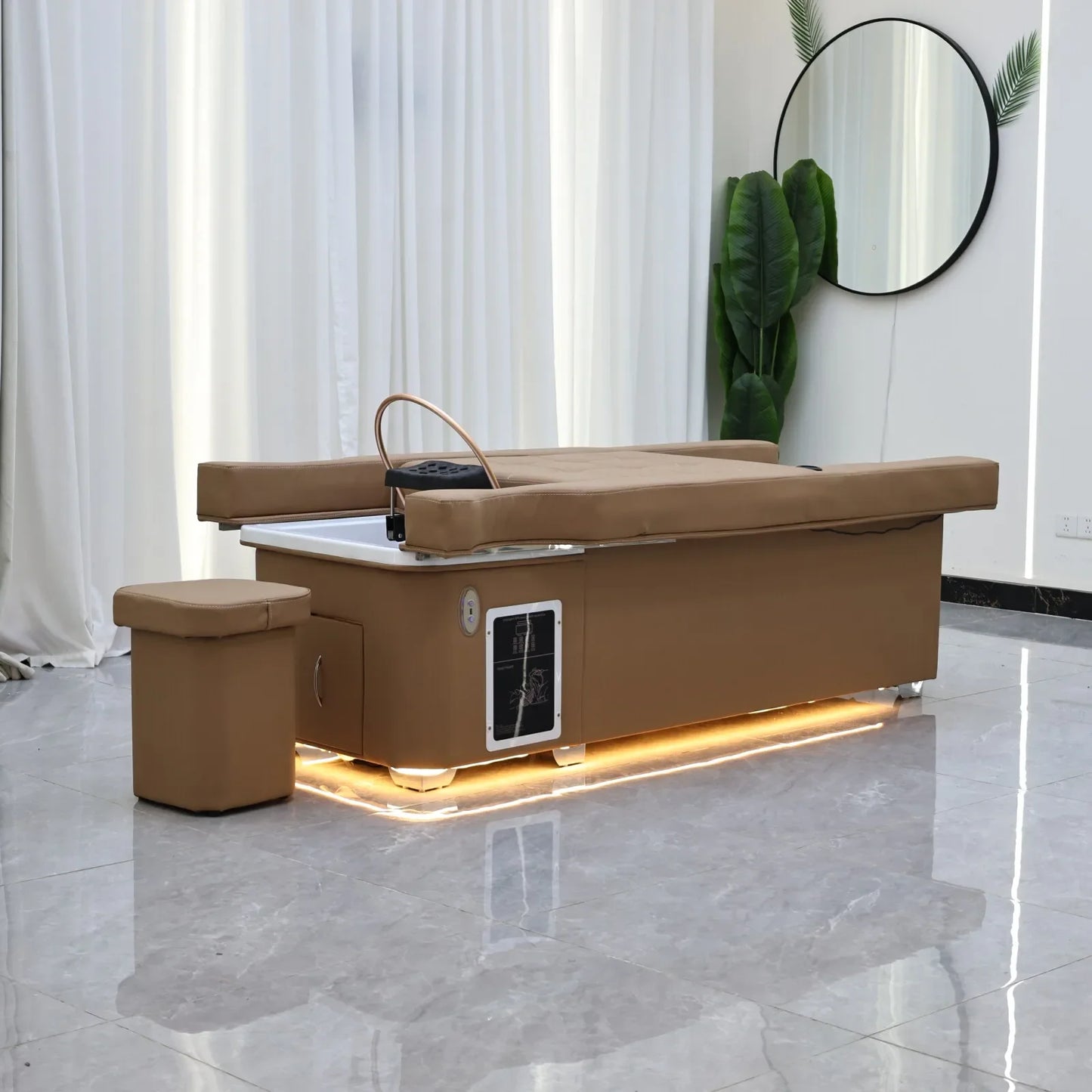 XinSheng 2025 Elektrischer Lift-Shampoo-Bett-Massagetisch – All-in-One-Salonstation mit Begasung, Fußbad und Haarwaschbecken