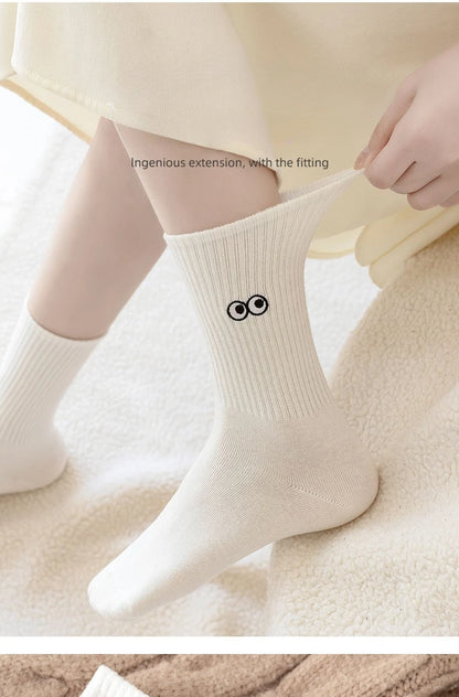 New 5 Pairs Cool Women White Cute Funny Socks Set Cartoon Lady Autumn Winter Female Girl Kawaii Sport Short Socks For Women.