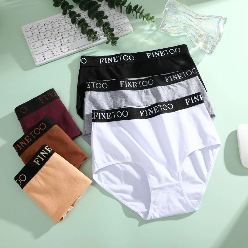 Finetoo 6Pcs/Set Women's Seamless Cotton Briefs Women Plus SizePanties Breathable Underwear Female Low Waist Soft Lingerie S-XXL