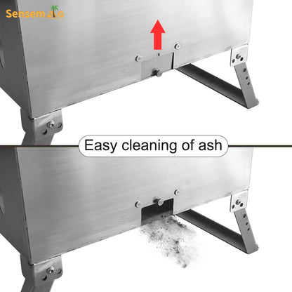 Tragbarer, holzgefeuerter Pizzaofen für den Außenbereich mit 12-Zoll-Stein und Thermometer, klappbare Beine, Camping-Grillmaschine aus Edelstahl für den Hinterhof