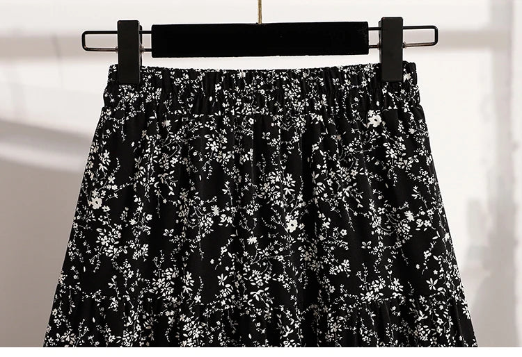 2025 Vintage Draped Elegant Chinese Style Women's Half-length Skirts Autumn Floral Pleated A- Line Skirt With Lining