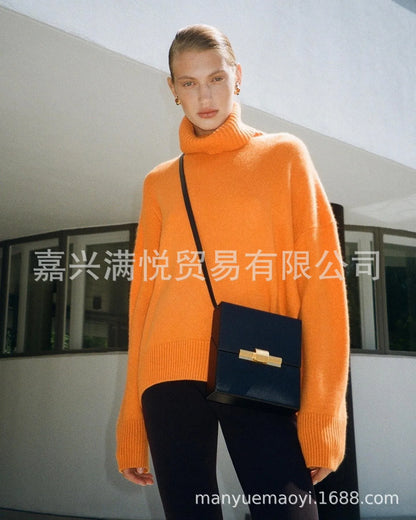 Herbst Und Winter Verdickte Rollkragenpullover frauen Lose Faul Gestrickte Pullover Silhouette Casual Pullover