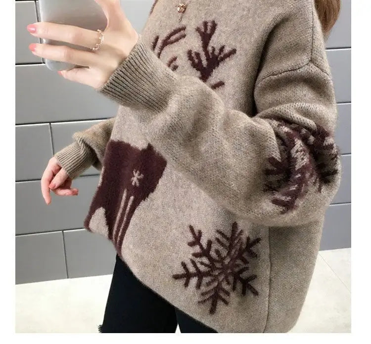 Herbst Winter Neue Langarm Stricken Pullover Oansatz Alle-spiel Lose Plus Größe Süße Pullover Mode Lässig Frauen Kleidung.