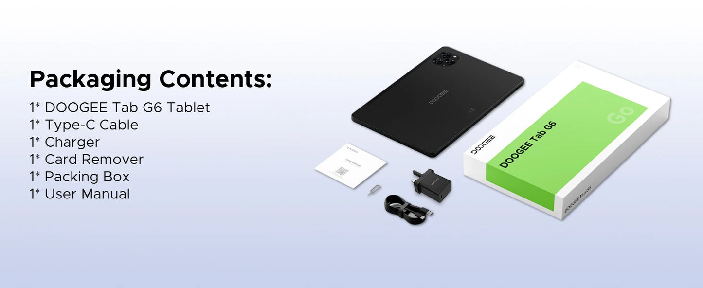Doogee Tab G6 Tablet Pc 11 Inch Android 15 30Gb Ram(6+24) 256Gb Rom 8000Mah Battery Dual Speakers Support Widevine L1 Tablet Pc