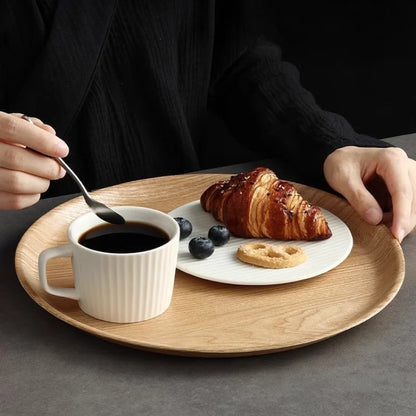 Wooden Dinner Plate Round Dessert Plate Wood Plate Coffee Cake Tray Bakery Bread Display Tray Kitchen Tableware Accessories.
