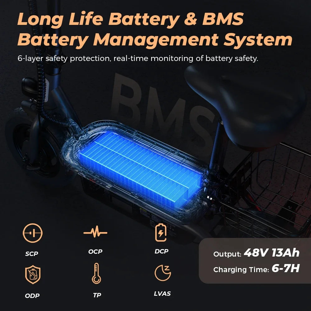 ISCOOTER F3 Electric scooter 1000W motor 48V13AH battery foldable electric scooter, adult electric scooter with seat 45 km/h.