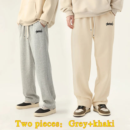 Men's Graphic Drawstring Waist Sweatpants, Regular Fit Casual Pocket Straight Leg Pants for Daily Wear, Men's Bottoms for Season