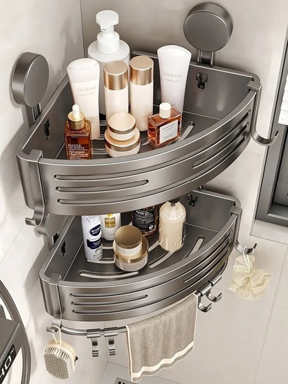 Badezimmer-Aufbewahrungsregal ohne Bohren, Saugnapf, Badezimmer-Waschbecken, wandmontiertes Badezimmer-Aufbewahrungsregal, Küchenaufbewahrung