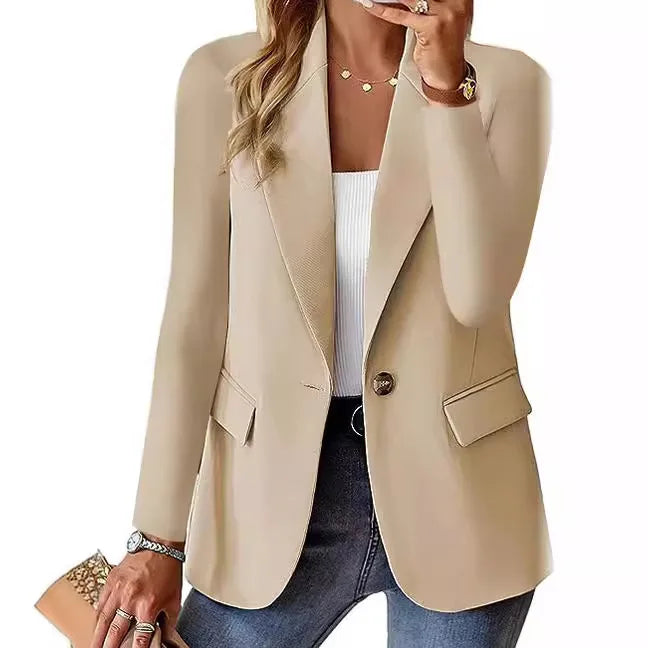 Modische Casual Frauen Blazer 2024 Frühling Herbst Neue Einfarbig Drehen Unten Kragen Langarm Anzug Mantel Elegante Büro Dame.