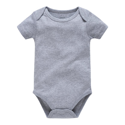 2025 Sommer Unisex Baby Body 0-24 Monate Kurzarm 100 % Baumwolle Weiß Schwarz Grau Design Säuglingskleidung