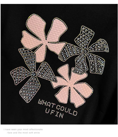 170 kg Plus Size Damen-Büste 170 Frühling Herbst Loose Diamond Collared Sweatshirt Schwarz 4XL 5XL 6XL 7XL 8XL 9XL.