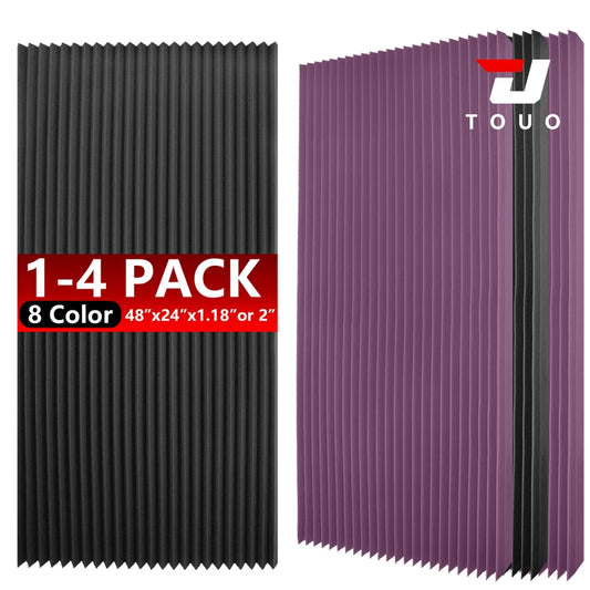TOUO 1-4Pack 47.2"x23.6" Acoustic Panels Wedge Foam Soundproof Wall Insulation for Podcast Studio Office Gaming Room