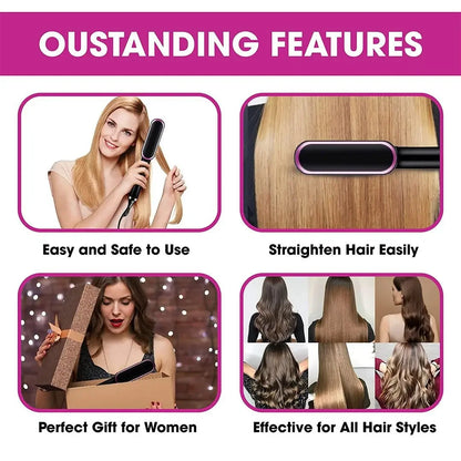 Thermostatic hair straightener Comb 5 temperature settings Straightening brush Quick heat professional hair straightening brush