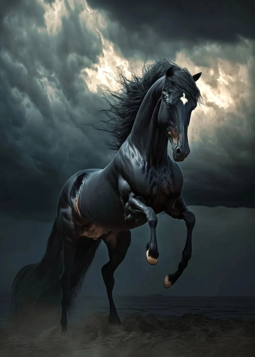 Black and White Wild Horses Canvas Paintings on The Wall Art Posters Prints Wall Picture Modern Animals Art Room Home Decor.