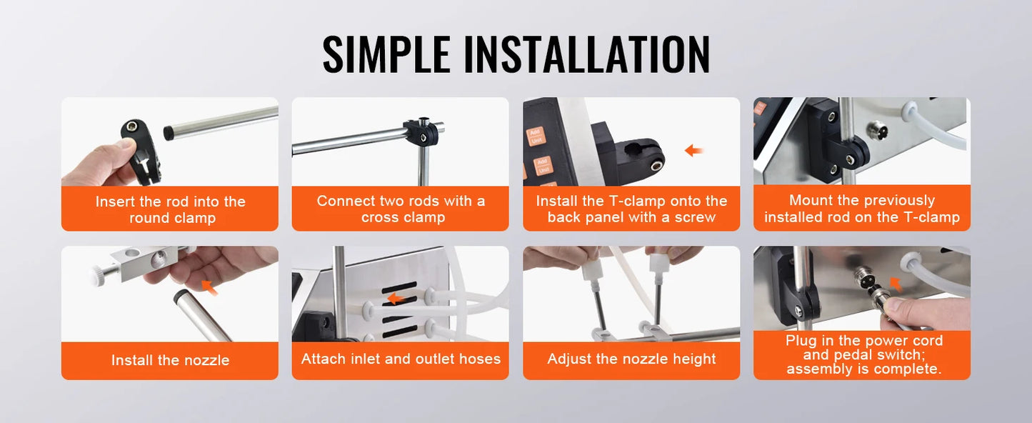 SucceBuy 30-4000ml Liquid Filling Machine Double Nozzle Automatic Bottle Filler with Digital Control for MilkWater Wine Beverage.