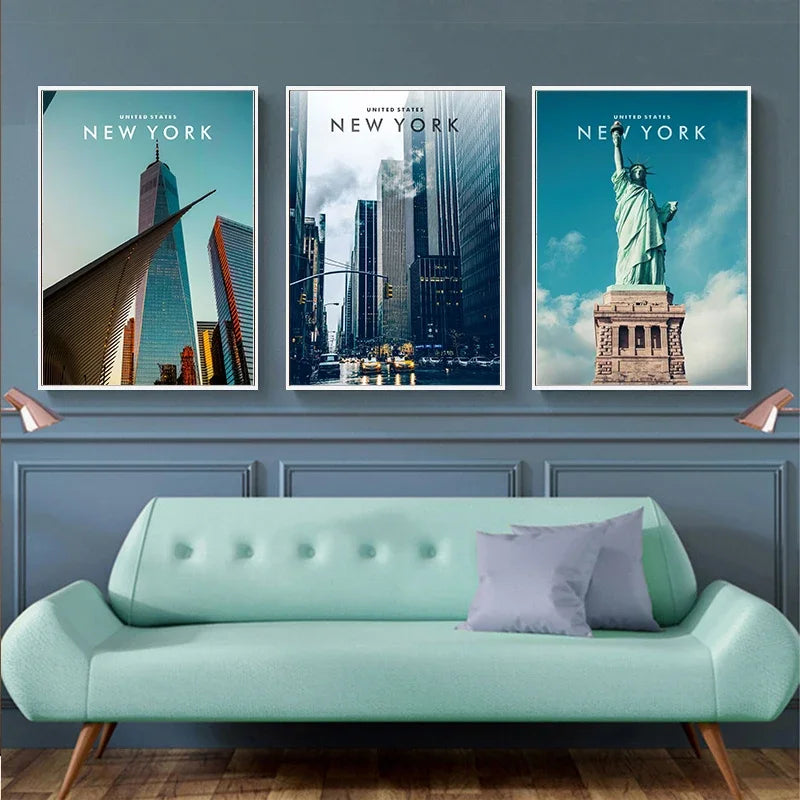 New York City Landscape Poster Travel Canvas Painting Modern Wall Art Modular Print Pictures Aisle Home Living Room Decoration.
