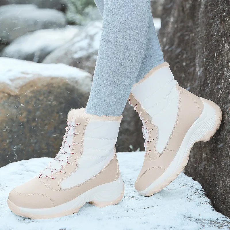 Women's Boots Lightweight Fur Boots Ankle Heels Winter Shoes Woman Fashion White Platform Botas Mujer Snow Boots Winter Footwear.