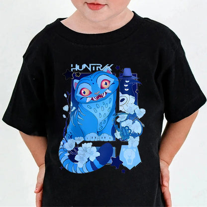 Huntrix Kpop Demon Hunters T-Shirt for Boys Girls Cotton Fans Gift Summer Crew Neck Short Sleeve Tees Fashion Kids T-shirt.