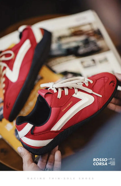 Maden Vintage Patchwork Rot Racing Sneakers Unisex Sommer Atmungsaktive Deutsche Trainer Schuhe Dünne Sohle Casual Lace-Up Sportliche Schuhe