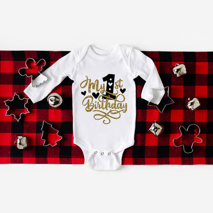 Mein erster Geburtstag Bodys Körper Baby Kleidung Kinder Overall Geburtstag Party Geschenk Jungen Mädchen Strampler Säugling Winter Mode Overall.