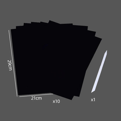 Scratch Art Paper Set 10 Sheets 5 Stencil Templates World Landmarks Animal DIY Kit Creative Painting Craft Magic Toy Kids Gift