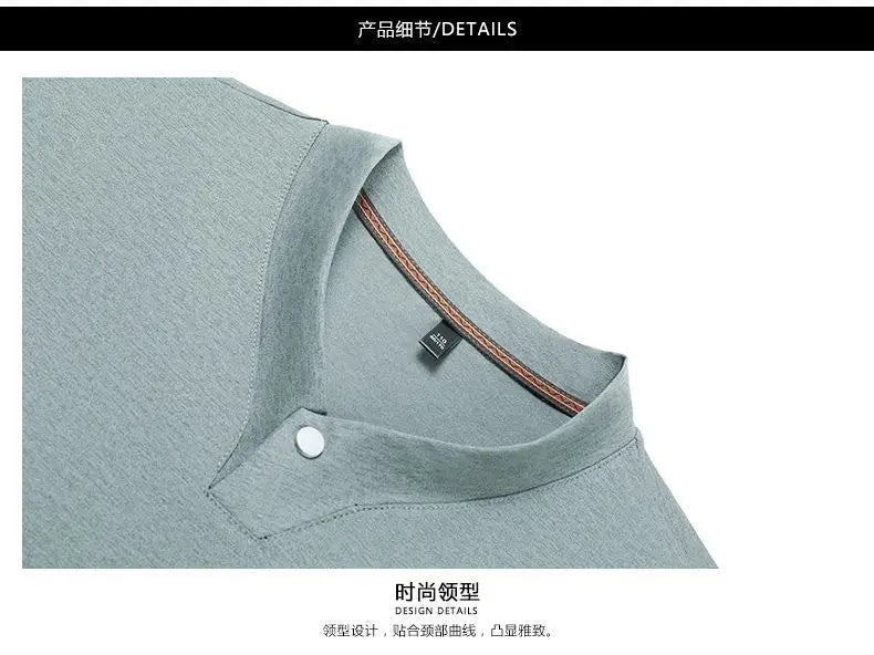 Men's T-shirt Classic V-Neck Short Sleeved Cotton Solid Button Super Soft High Quality L-4XL Casual Tshirt Design Men Tee Shirts.