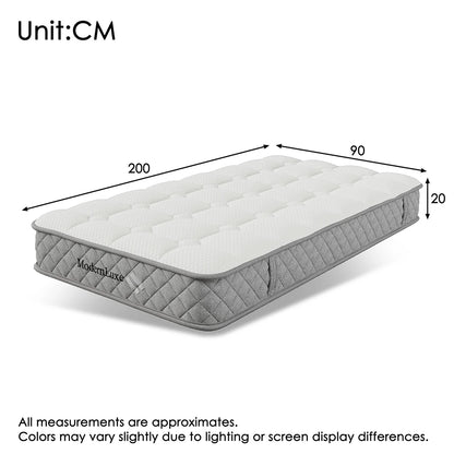 KOMHTOM Orthopädische Kaltschaummatratze mit 7-Zonen-Taschenfederkern, Härtegrad H3 (mittelfest), 20 cm Höhe