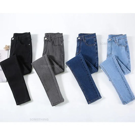2024 New Sexy Skinny Jeans Women Hip Lift Stretch Pencil Denim Pants Casual Soft Slim Female Trousers Black Gray Blue.