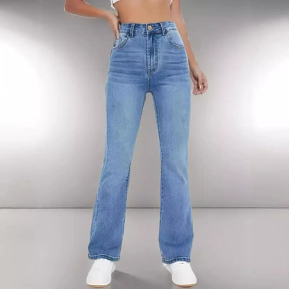 Spring 2025 Women's High Waist Straight Leg Light Blue Jeans Slimming Versatile Denim Pants Fashionable Casual Trousers.