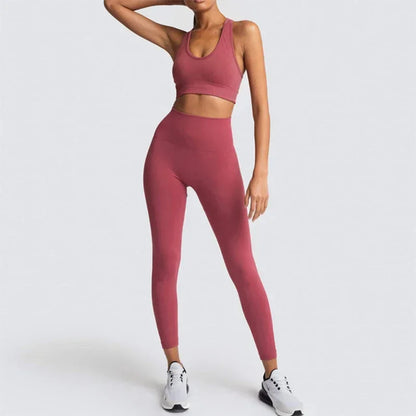 2025 Women's Yoga Set Seamless Sportswear 2-Piece Gym Yoga Clothes Sports Bra + Leggings Running Wear Skinny Sports Set Suits.