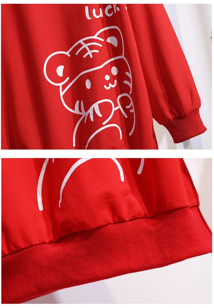 170Kg Plus Größe frauen Büste 170cm Frühling Herbst Lose Oansatz Langarm Cartoon Print Sweatshirts 6XL 7XL 8XL 9XL 10XL 11XL.