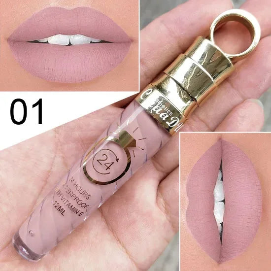 20 Colors Lipstick Waterproof Long Lasting Matte+Shimmer Mental Beauty Lip Gloss Nude Glitter Lip Gloss Beauty Sexy Lip Tint.