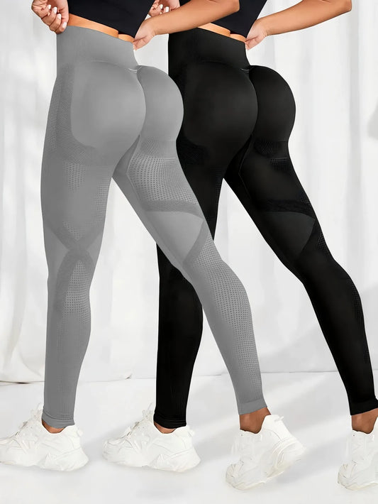 Atmungsaktive Yoga-Leggings mit hoher Taille für Damen, einfarbig, Bauchkontrolle, Sportbekleidung, bequeme Fitness-Studio-Strumpfhose, Activewear.