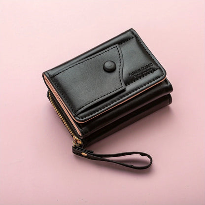 Zipper Wallet, Tower Buckle Zero Wallet, Women's Short Handheld Bag,Mini Travel Storage Bag,Solid Color Simple Versatile Fashion.