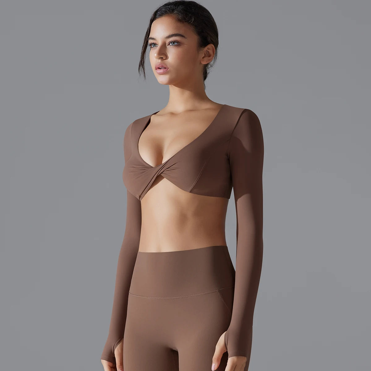 Yoga Long Sleeve Slim Sexy Breathable Quick Drying Sport Brassiere Gym Push Up Shockproof High Intensity Pilates Clothes Women.