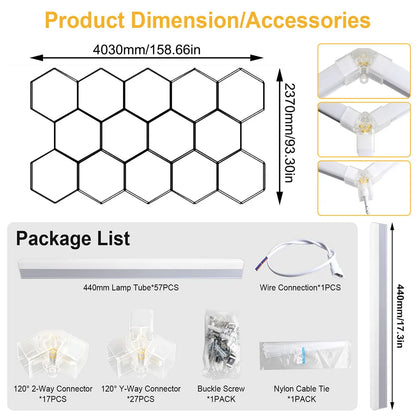 High brightness honeycomb hexagonal garage LED light 6500K suitable for garages, 4S workshops, car beauty shops, gyms.