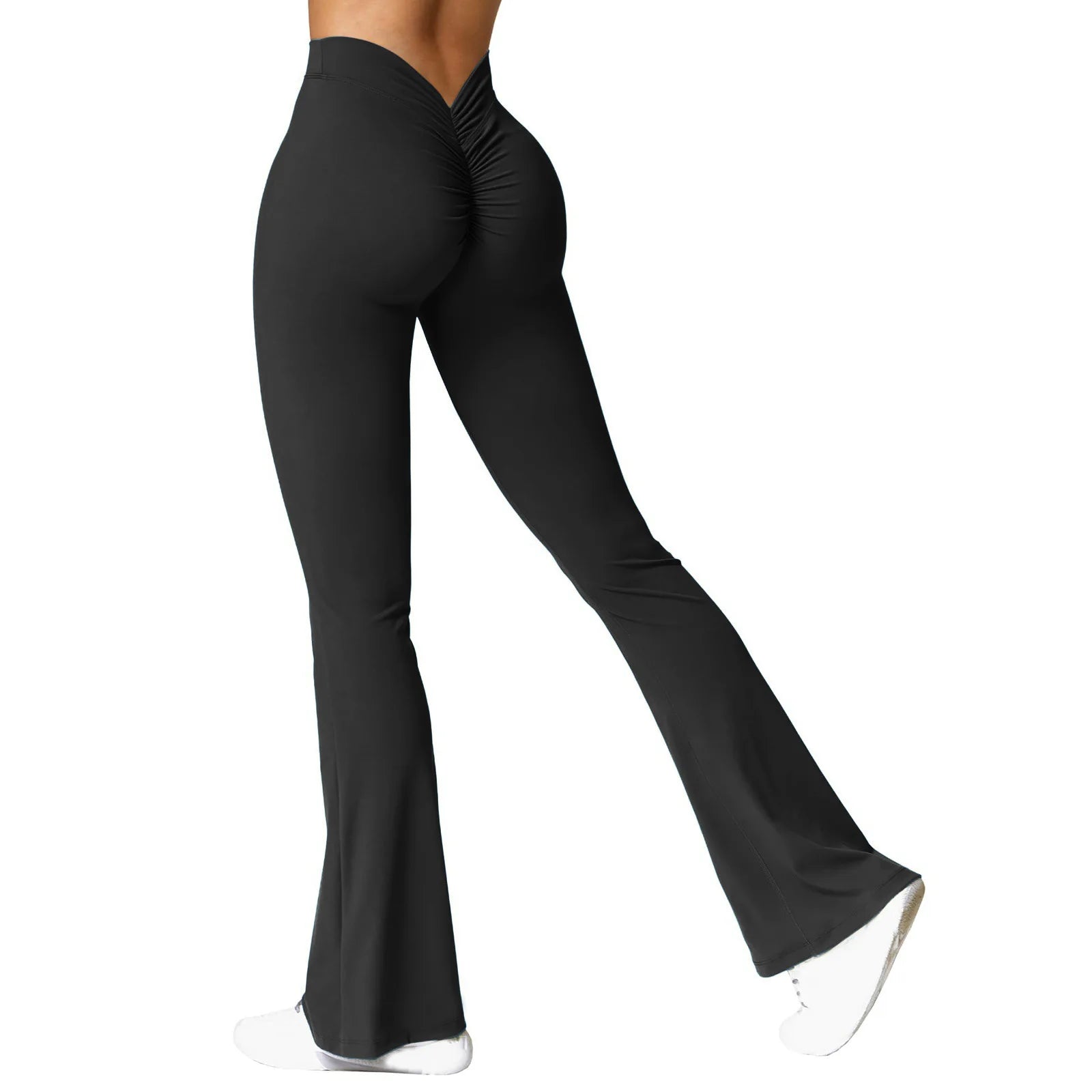 Fashion Micro Horn Leggings Women V-back Waist Sports Pants High Waist Push Up Butt Gym Pants Solid Slim Casual Leggings.