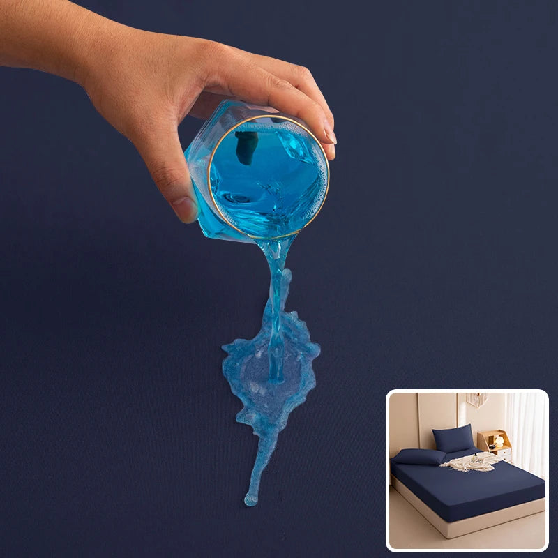 Safe Waterproof Mattress Cover Soft Comfortable Breathable Bed Cover With Elastic Band Fit Machine Washable Single Double Size.