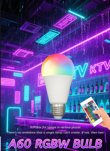 E27 RGB LED Light Bulb 220V 10W with IR Color Changing Control Remote Multicolor + White Lamp Spotlight for Bedroom Party Home.