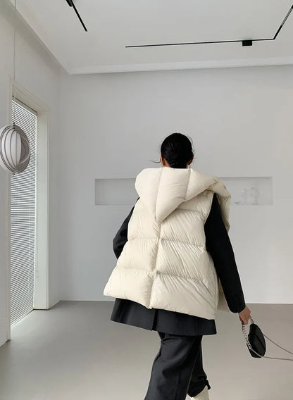 Hirsionsan Herbst Winter Koreanische Weiße Ente Unten Weste Frauen 2023 Neue Einfach Alle-spiel Mäntel FemaleSoft Warme Sleeveness Jacken